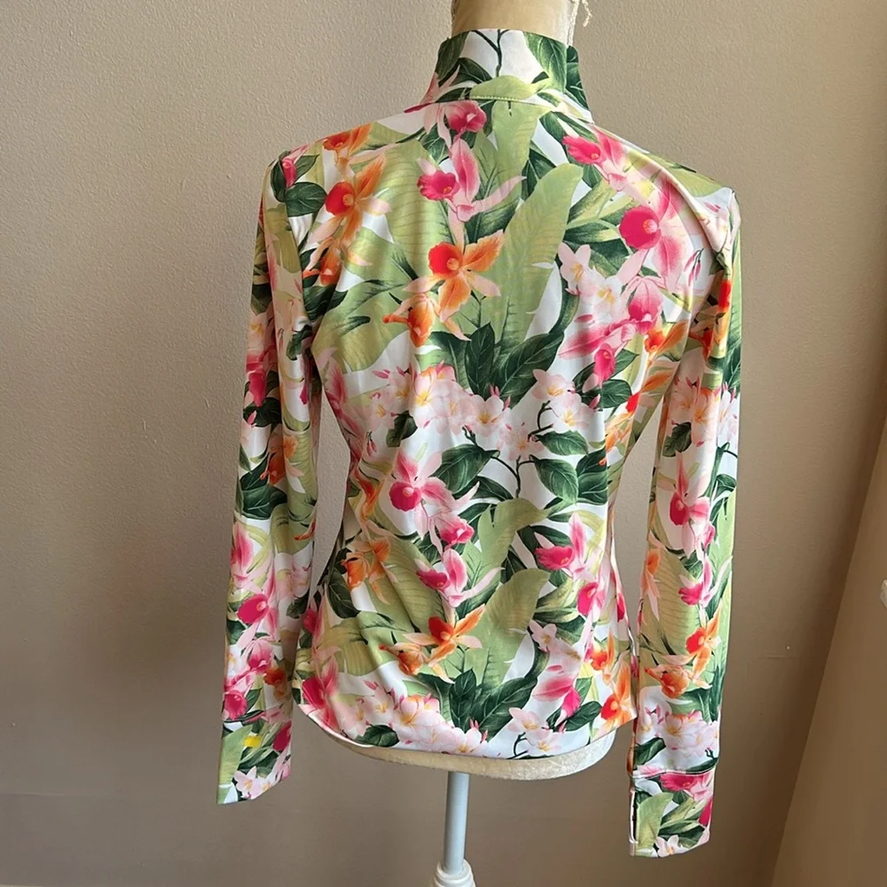 Tommy Bahama Women's Full-Zip UPF 50 Golf Beach Shirt Tropical Multi New SZ M - Picture 3 of 3